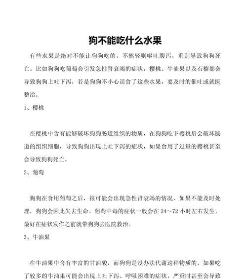 怀孕的狗需要注意的饮食禁忌及营养需求（了解正确的饮食习惯，为狗狗的健康保驾护航）